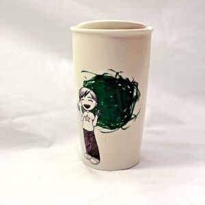 Starbucks 2015 Anime Kid Finger Painting Dot Ceramic Travel Tumbler Cup Mug 12oz